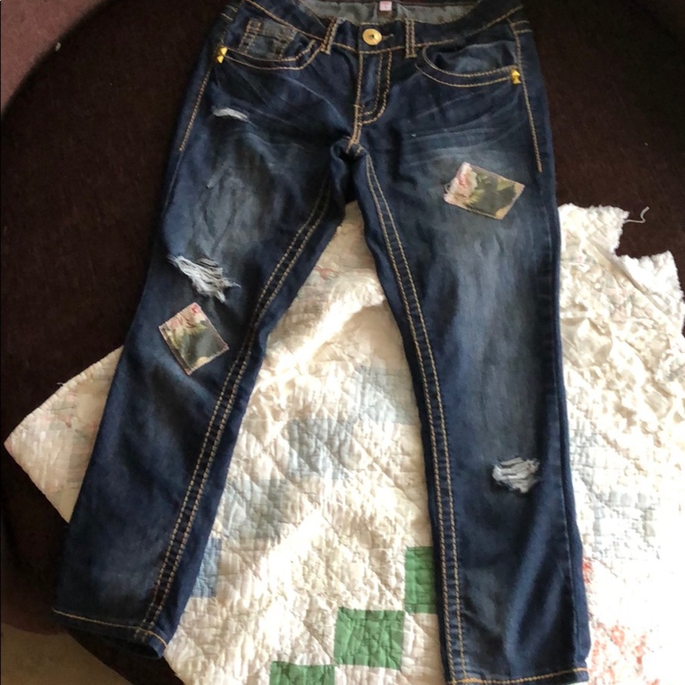 denim jeans w/ patches